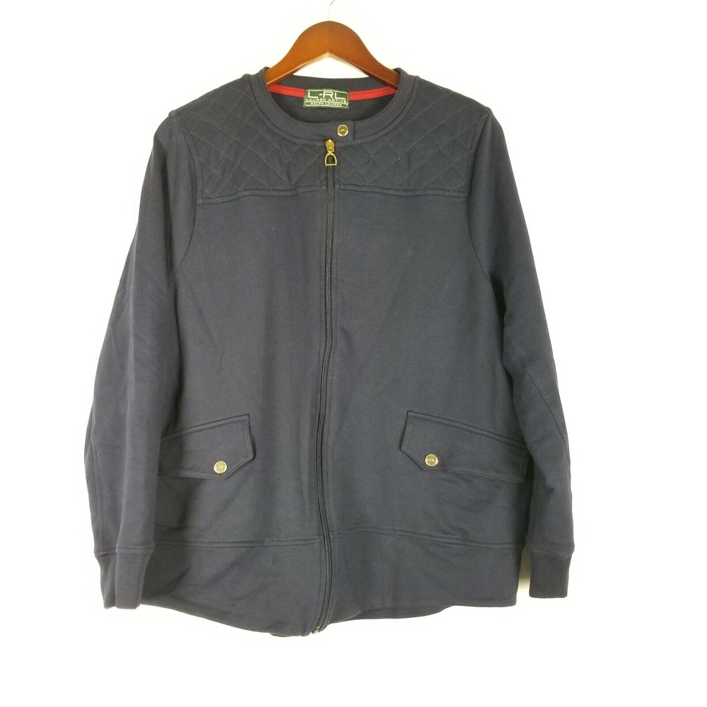 LRL Lauren Ralph Lauren Active Women's Jacket‎ Navy Blue Stretch Size L Coat